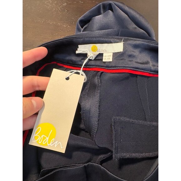 NEW Boden Wide-Leg Satin High-Rise Navy Blue Pockets Trousers Pants Women's 10 - Picture 12 of 15